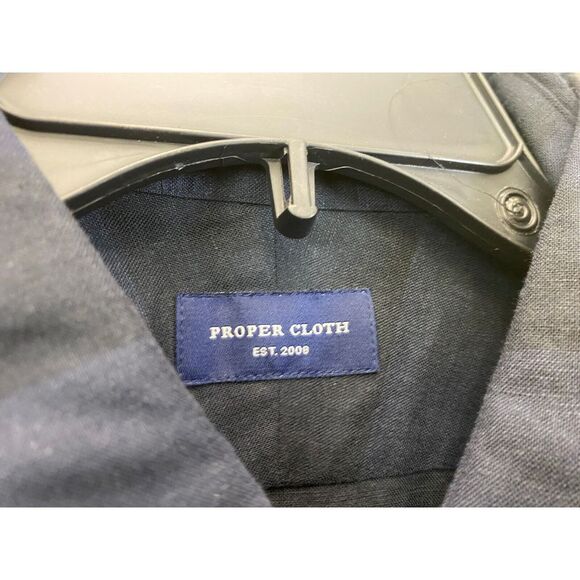 Proper Cloth Shirt Mens XL Blue Navy Button Up Long Sleeve Linen Casual - Picture 9 of 9